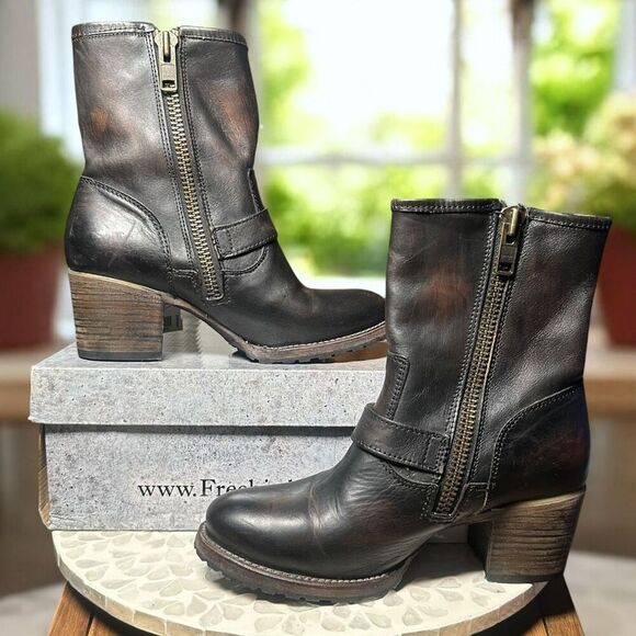 Freebird by Steven Carlito Boots Distressed Leather Ankle Mid-Calf Women’s Size - Picture 9 of 15
